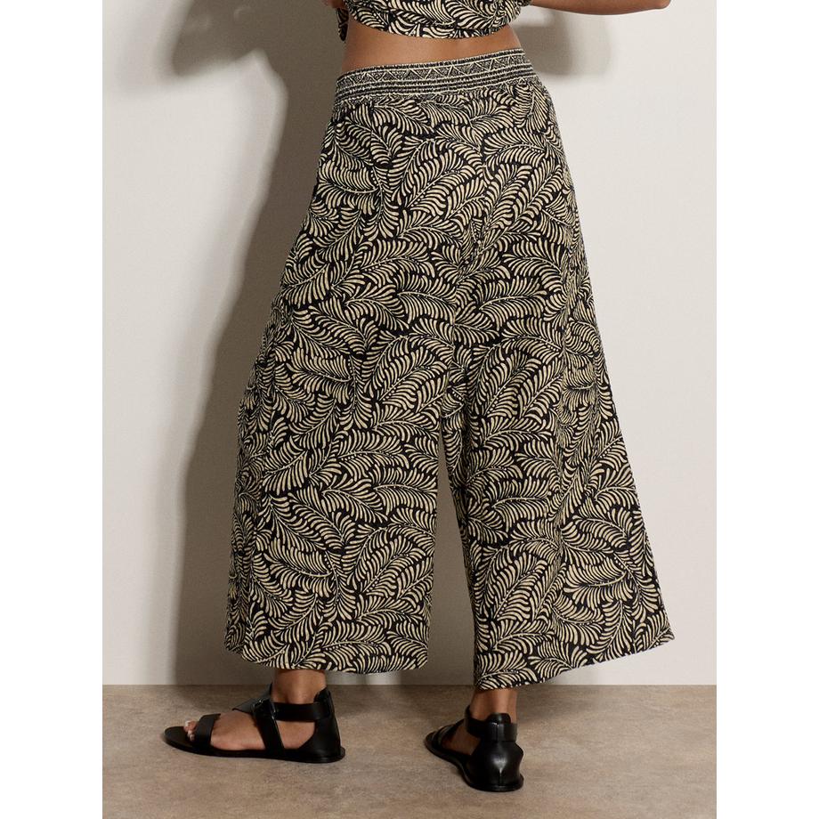 APRICOT Une jupe-culotte en coton à imprimé feuilles  