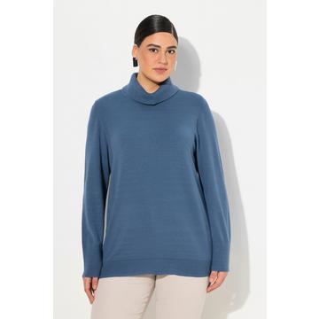 Pullover con collo dolcevita, alti orli a costine e maniche lunghe