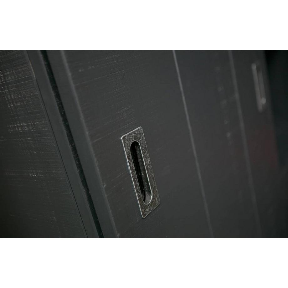 mutoni Armoire à portes coulissantes Barn pin FSC noir 122x230  