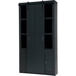 mutoni Armoire coulissante Barn pin scié noir (FSC)  