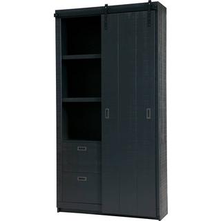 mutoni Armoire coulissante Barn pin scié noir (FSC)  