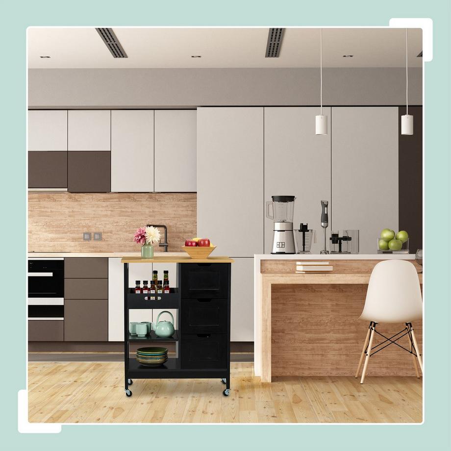 Northix Carrello da cucina con piano di lavoro  