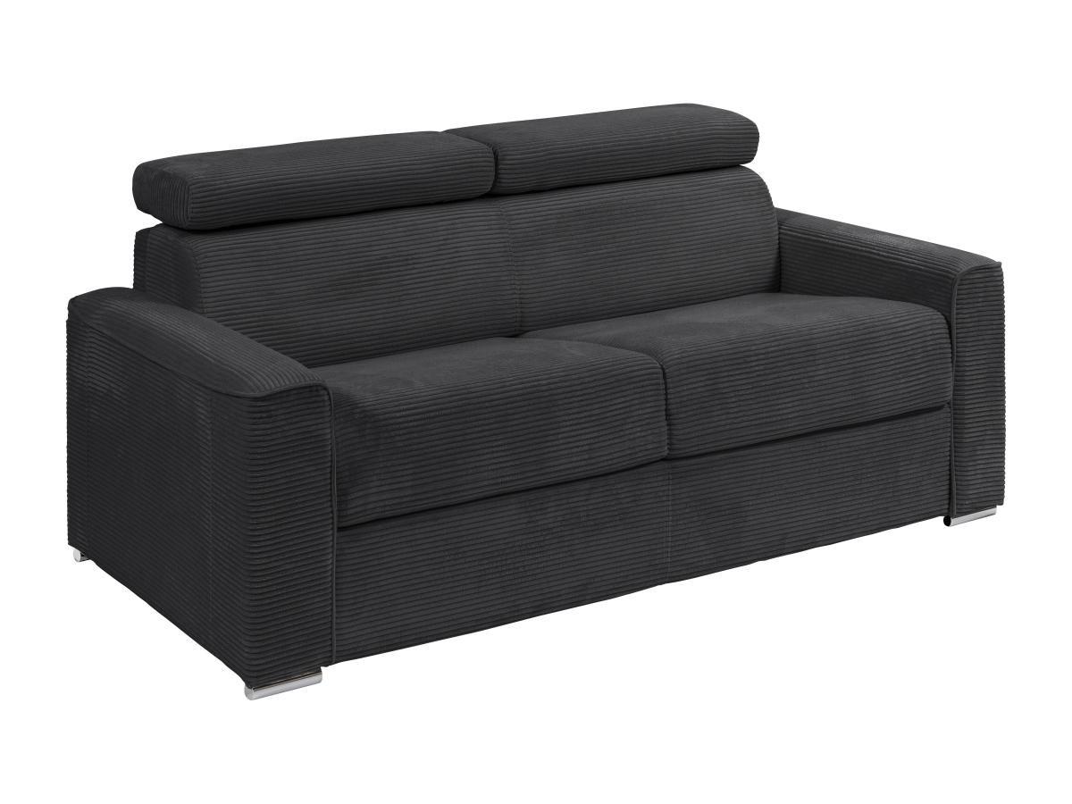 Vente-unique Schlafsofa mit Matratze 4-Sitzer - Liegefläche mit Lattenrost mit breiten Latten 160 cm - Matratze 22 cm - Cord - Grau - VIZIR  
