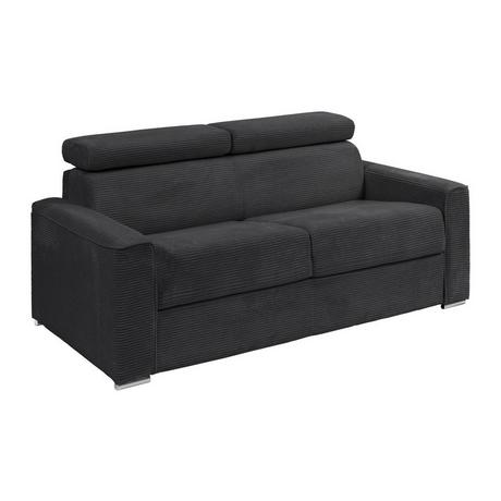 Vente-unique Schlafsofa mit Matratze 4-Sitzer - Liegefläche mit Lattenrost mit breiten Latten 160 cm - Matratze 22 cm - Cord - Grau - VIZIR  