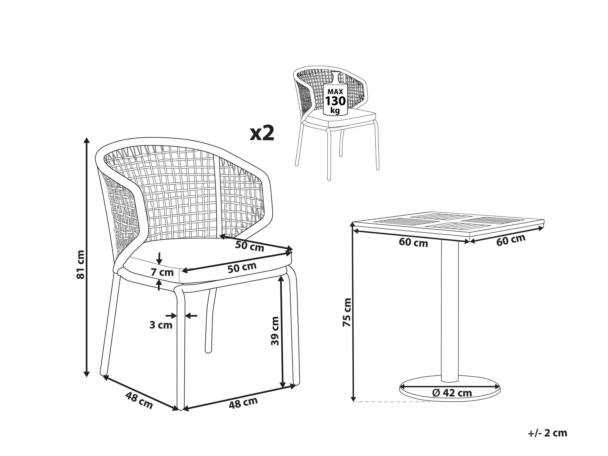 Beliani Ensemble pour bistro en Acier Moderne PALMI  