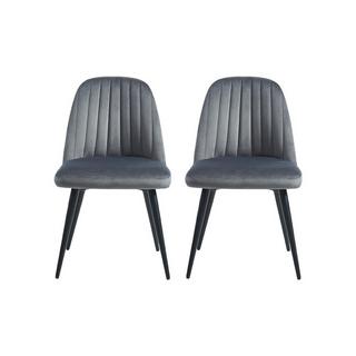 Vente-unique Lot de 2 chaises ELEANA Velours Métal  