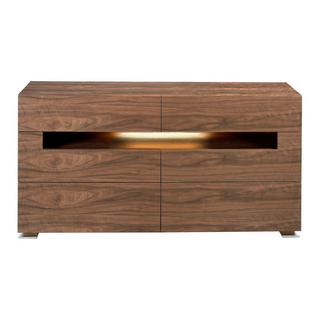 ANGEL CERDA Credenza in noce e acciaio lucido con illuminazione interna  