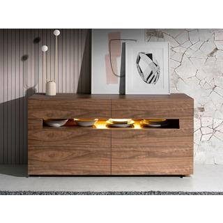 ANGEL CERDA Credenza in noce e acciaio lucido con illuminazione interna  