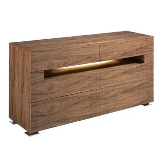 ANGEL CERDA Sideboard Nussbaum und polierter Stahl mit Innenbeleuchtung  