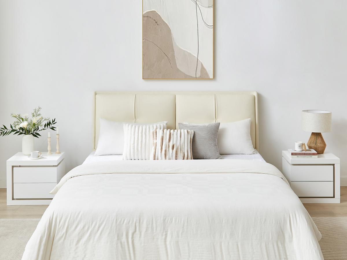 Vente-unique Comodino lato sinistro con 2 cassetti Con LED Bianco laccato - FLARANCIA  