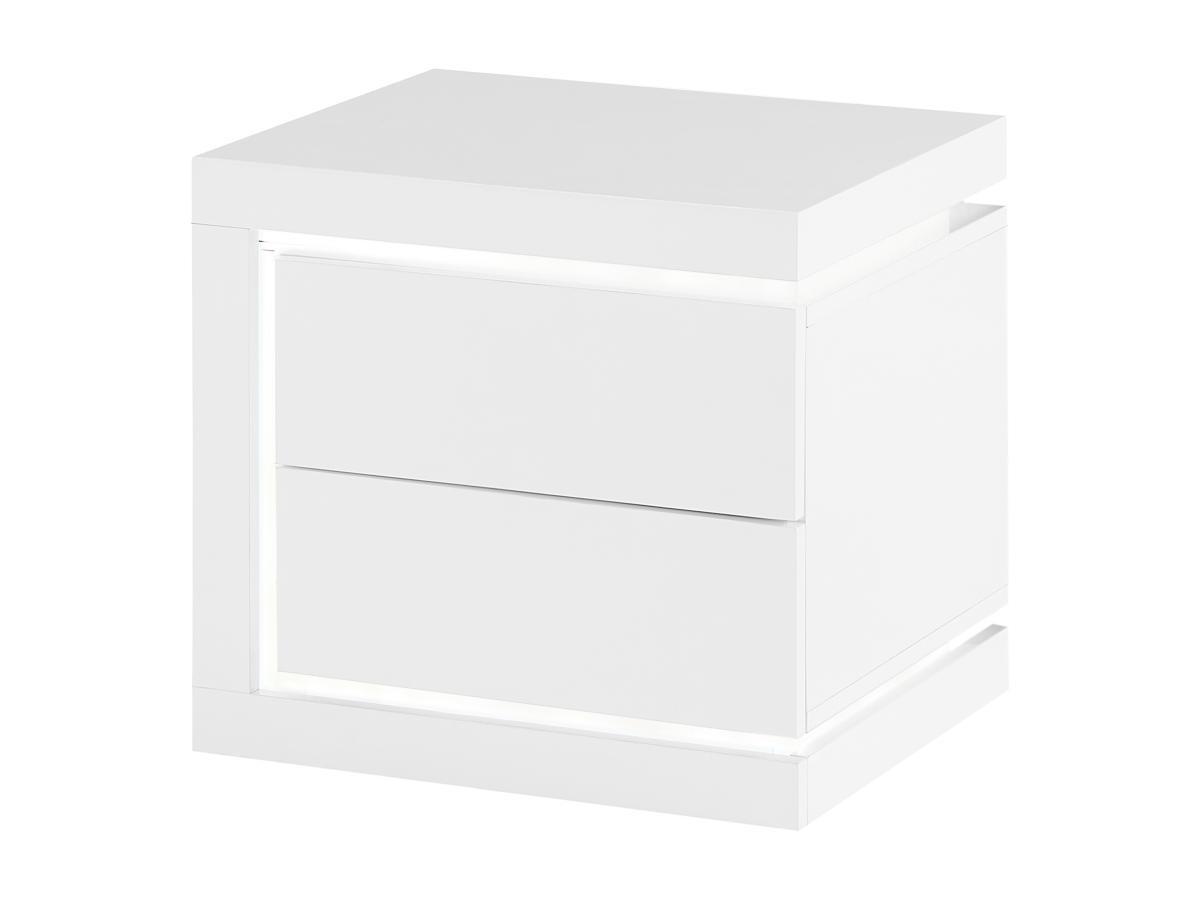 Vente-unique Comodino lato sinistro con 2 cassetti Con LED Bianco laccato - FLARANCIA  