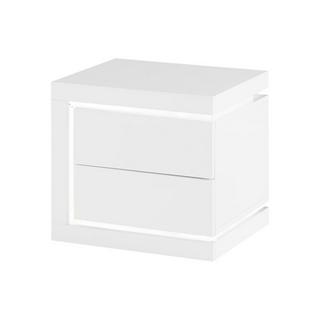 Vente-unique Comodino lato sinistro con 2 cassetti Con LED Bianco laccato - FLARANCIA  