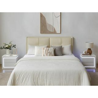 Vente-unique Comodino lato sinistro con 2 cassetti Con LED Bianco laccato - FLARANCIA  