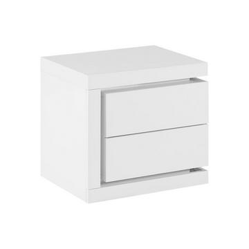 Nachttisch mit 2 Schubladen - linke Seite - Mit LED-Beleuchtung - Weiß lackiert - FLARANCIA