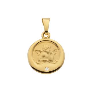 MUAU Schmuck  Anhänger Schutzengel Gelbgold 750 Diamant 0.005ct. 18x12mm 