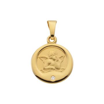 Anhänger Schutzengel Gelbgold 750 Diamant 0.005ct. 18x12mm