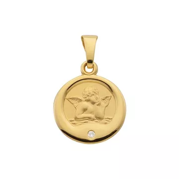 Pendentif ange gardien en or jaune 750 diamant 0,005ct. 18x12mm