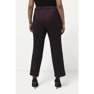 Ulla Popken  Pantalon jacquard ajusté à motif floral 