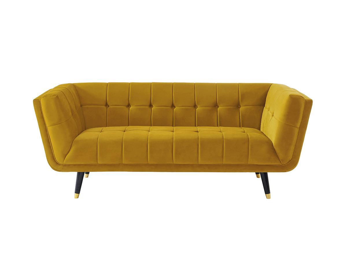 Vente-unique 3SitzerSofa Samt Ocker SAMANTHA II  