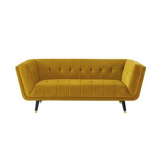 Vente-unique 3SitzerSofa Samt Ocker SAMANTHA II  