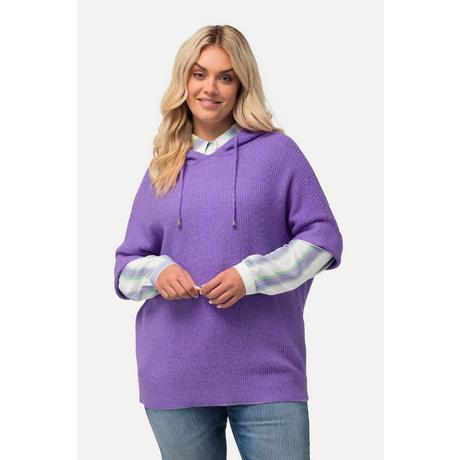 Ulla Popken  Pullover, Kapuze, Oversized, Halbarm, Fancystrick 