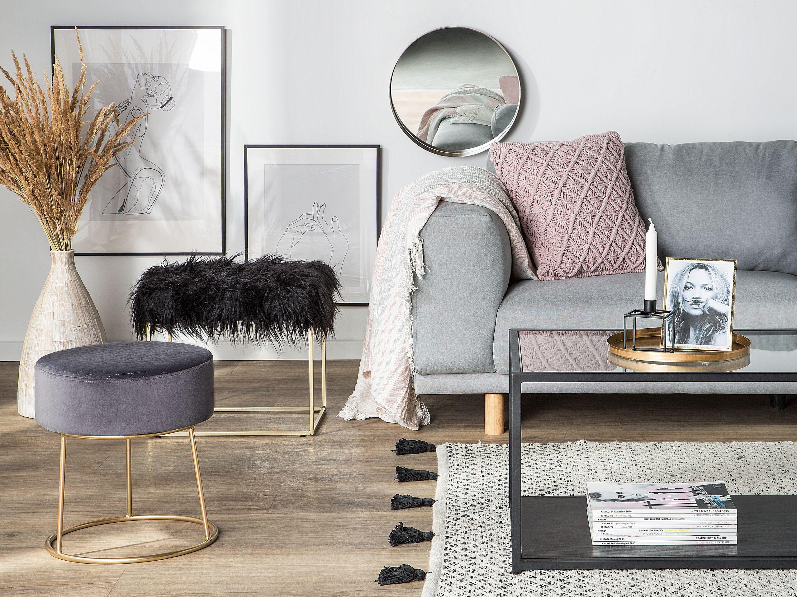 Beliani Repose-pied en Velours Moderne DELCO  