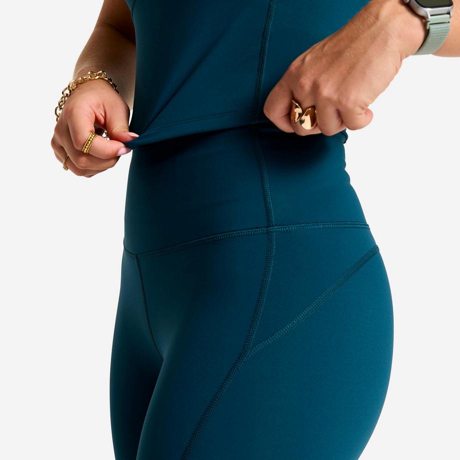 DOMYOS  Shape - Formende Sport-Leggings mit hoher Taille , Entenblau 