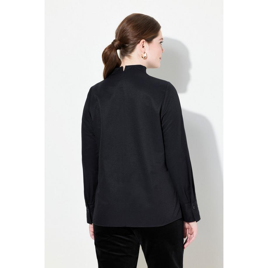 Ulla Popken Blusa in tessuto Oxford Collo a calice Maniche lunghe  