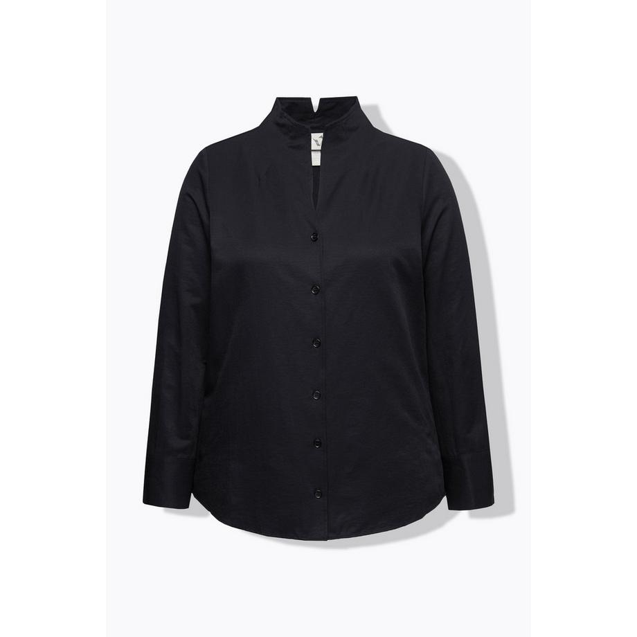 Ulla Popken Blusa in tessuto Oxford Collo a calice Maniche lunghe  