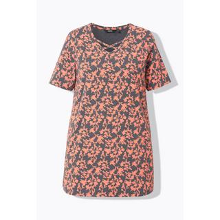 Ulla Popken  T-shirt con laccetti, scollo a V e mezze maniche 