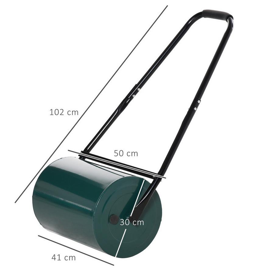 Northio Rasenwalze Gartenrolle Gartenwalze mit U-Griff 31 cm Durchmesser 30 cm Arbeitsbreit 40 L Wasser-/Sandfüllunge Metall Grün  