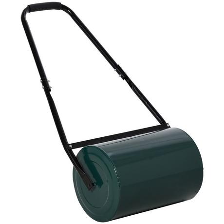 Northio Rouleau à gazon rouleau de jardin rouleau de jardin avec poignée en U 31 cm diamètre 30 cm largeur de travail 40 L eau/sable remplissage métal vert  