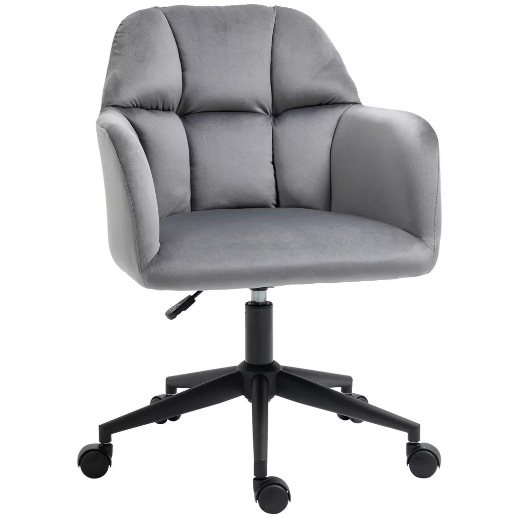 Northio – Bürostuhl Schreibtischstuhl Mit Rollen, Höhenverstellbar, Ergonomisch, Samt-Optik, Bis 120 Kg, Grau, One Size