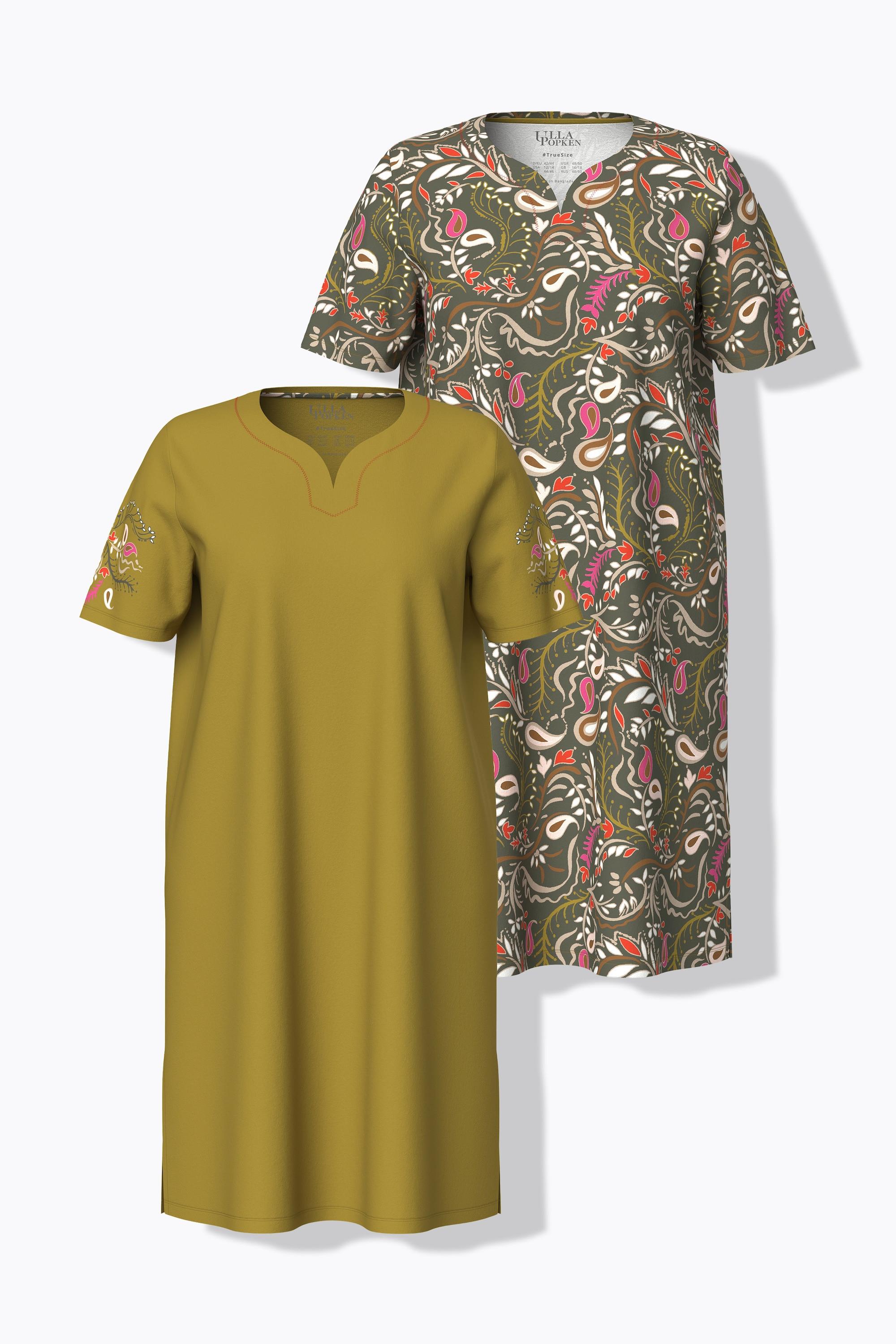 Ulla Popken Camicia da notte confezione doppia Paisley scollo a V mezze maniche  