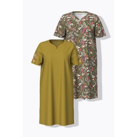 Ulla Popken Camicia da notte confezione doppia Paisley scollo a V mezze maniche  