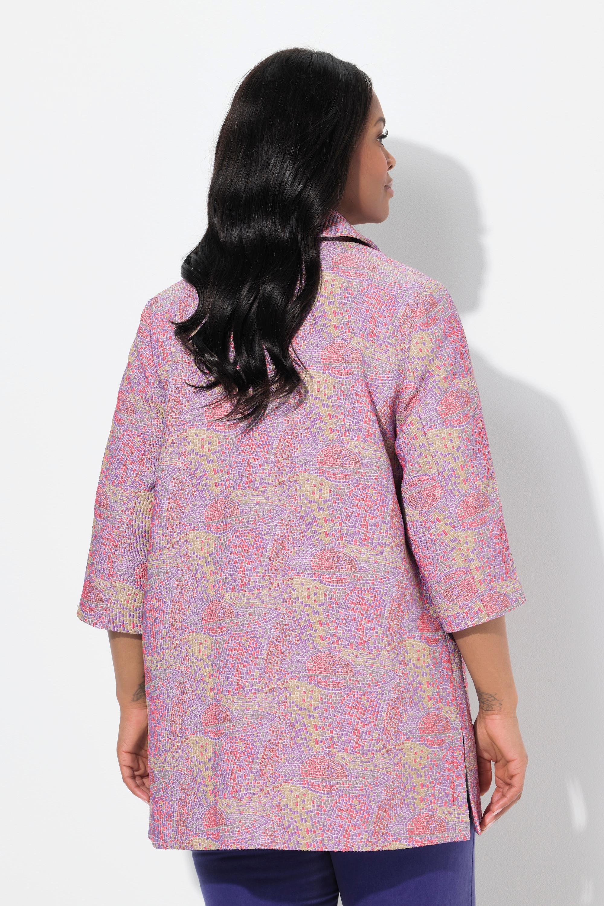 Ulla Popken Mosaik Design Hemdkragen 3/4 Arm Jacke  
