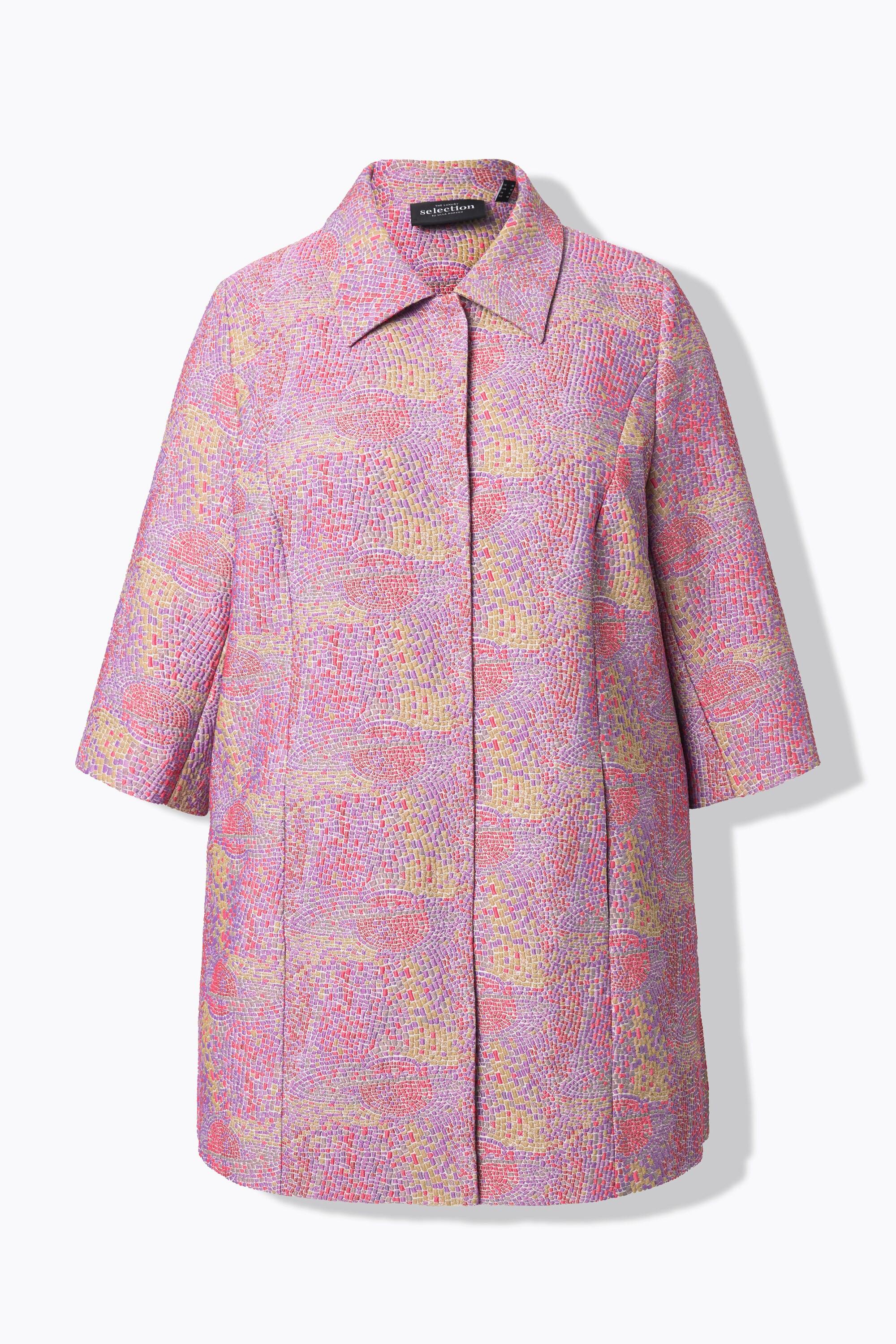 Ulla Popken Mosaik Design Hemdkragen 3/4 Arm Jacke  