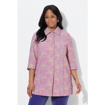 Veste à col chemise et manches 3/4. Motif graphique