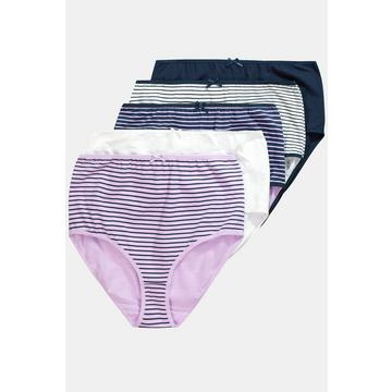 Maxislips, 5er-Pack, Ringel / einfarbig, High Waist