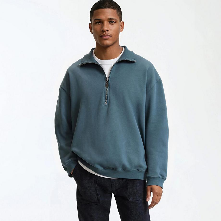 Sweatshirt mit Troyerkragen und Reissverschluss