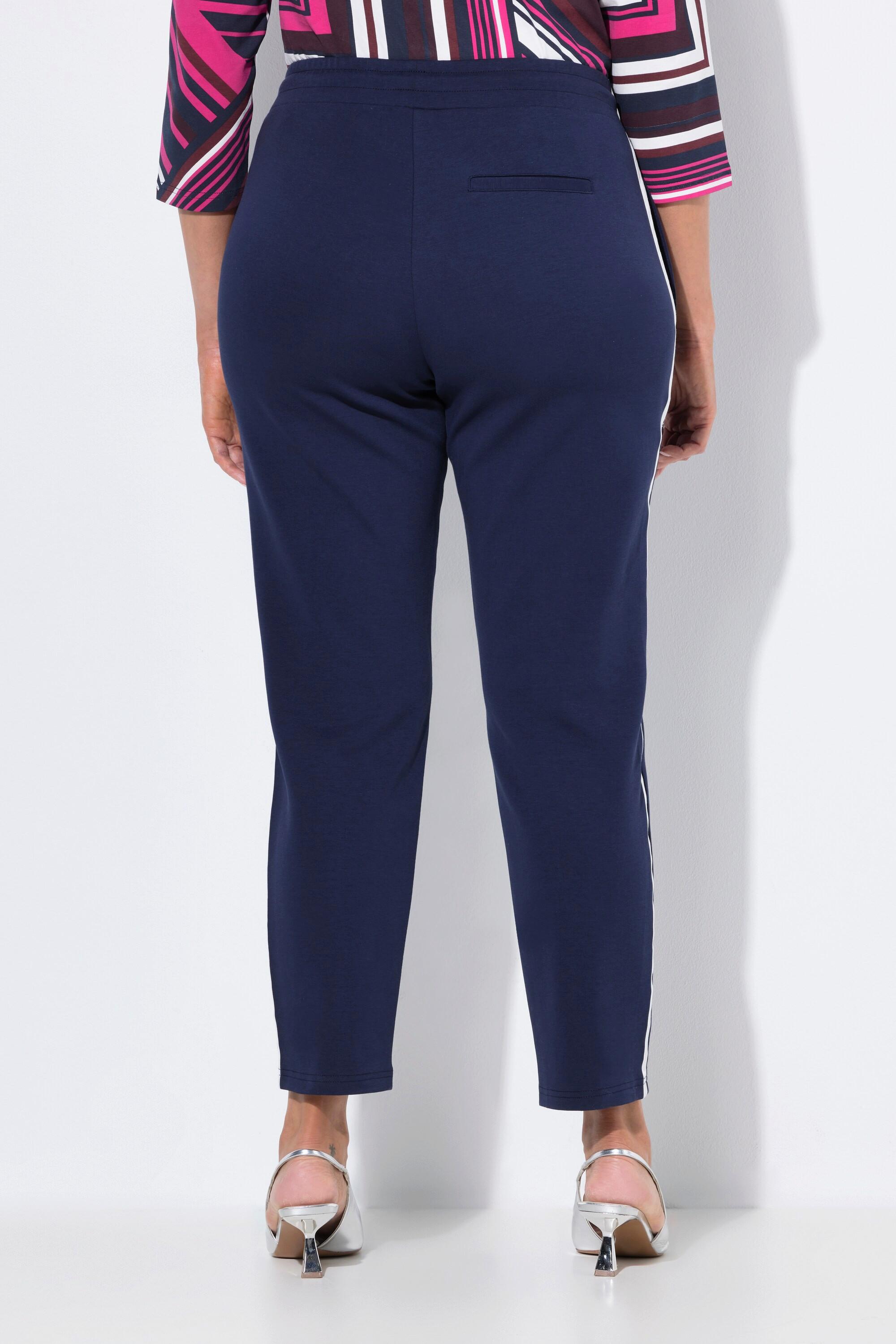 Ulla Popken Pantalon Punto Galon Rayures Jambe Carotte Taille Élastique  