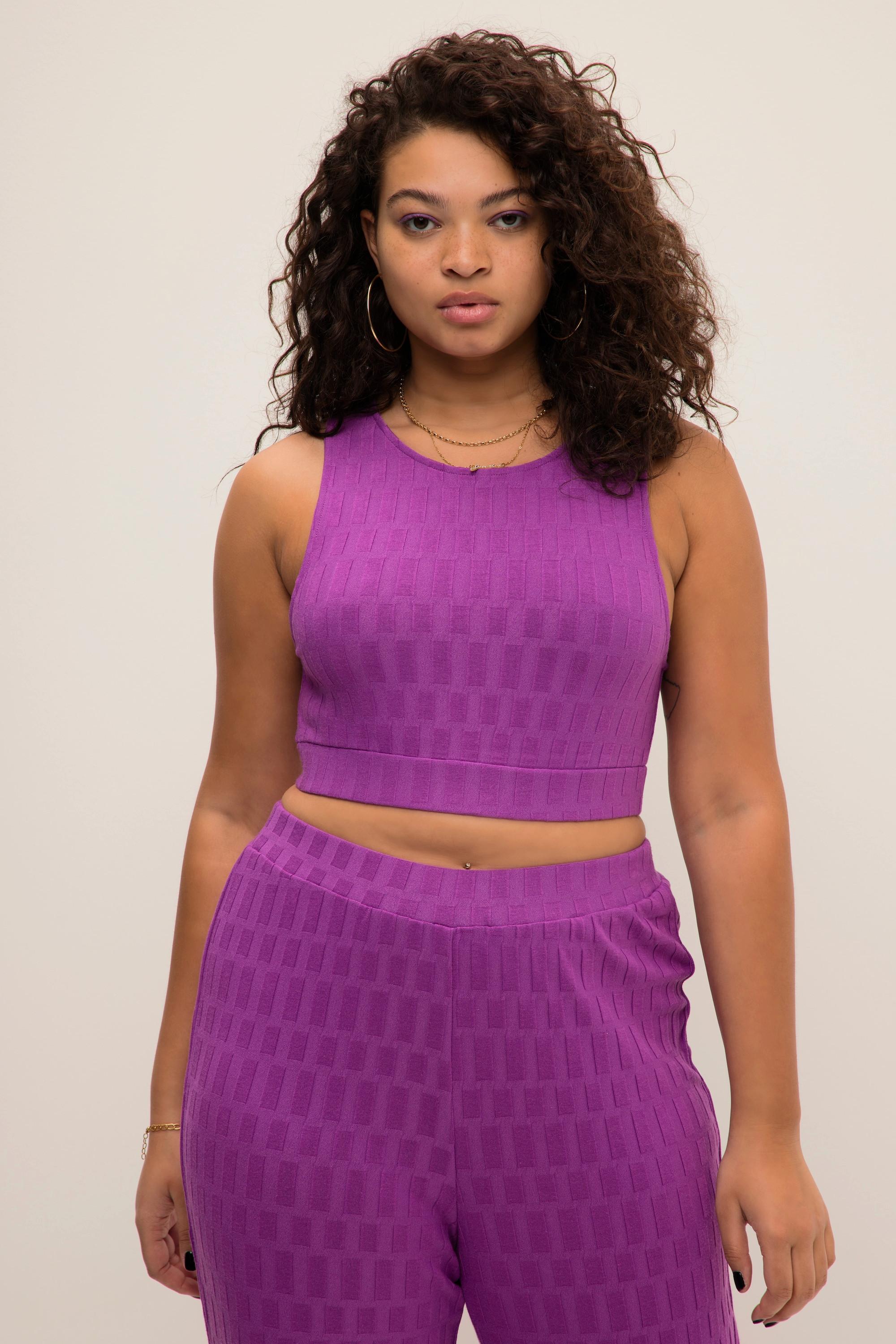 Studio Untold  Crop-Top, Rundhals, Slim Fit, Struktur 