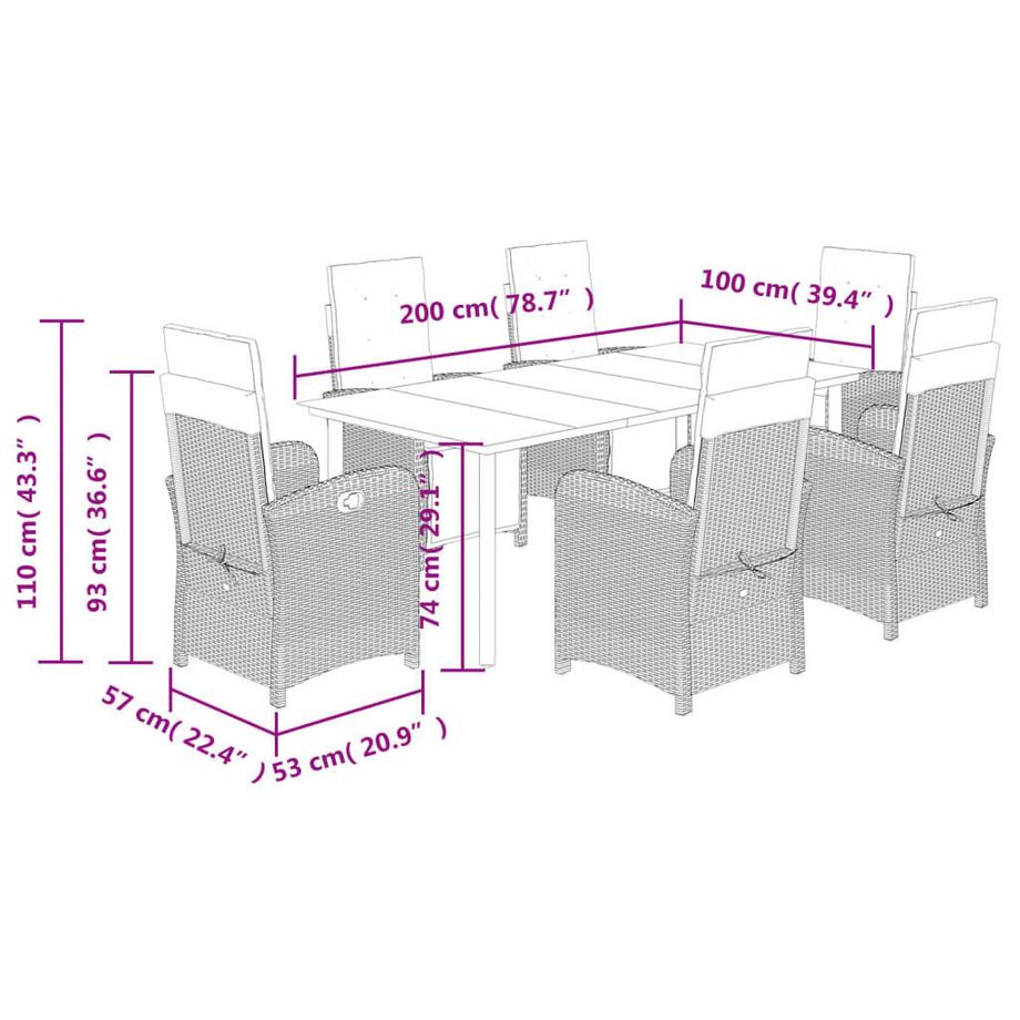 VidaXL Garten essgruppe poly-rattan  