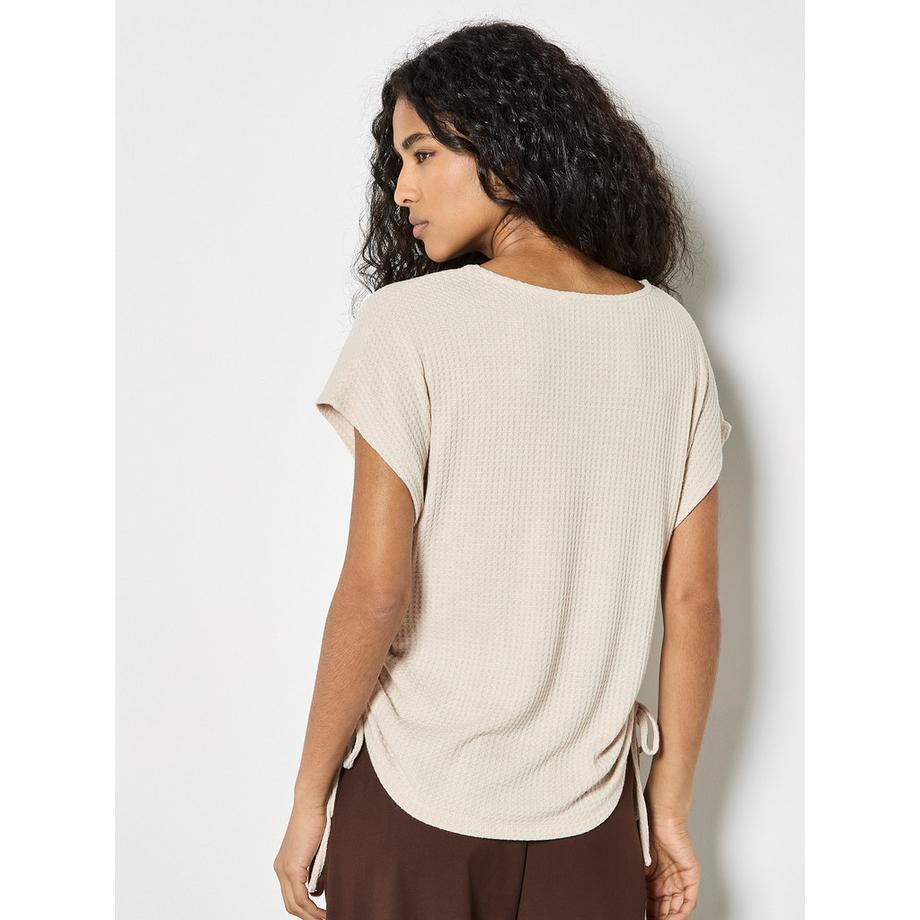 APRICOT T-shirt froncé en maille gaufrée  