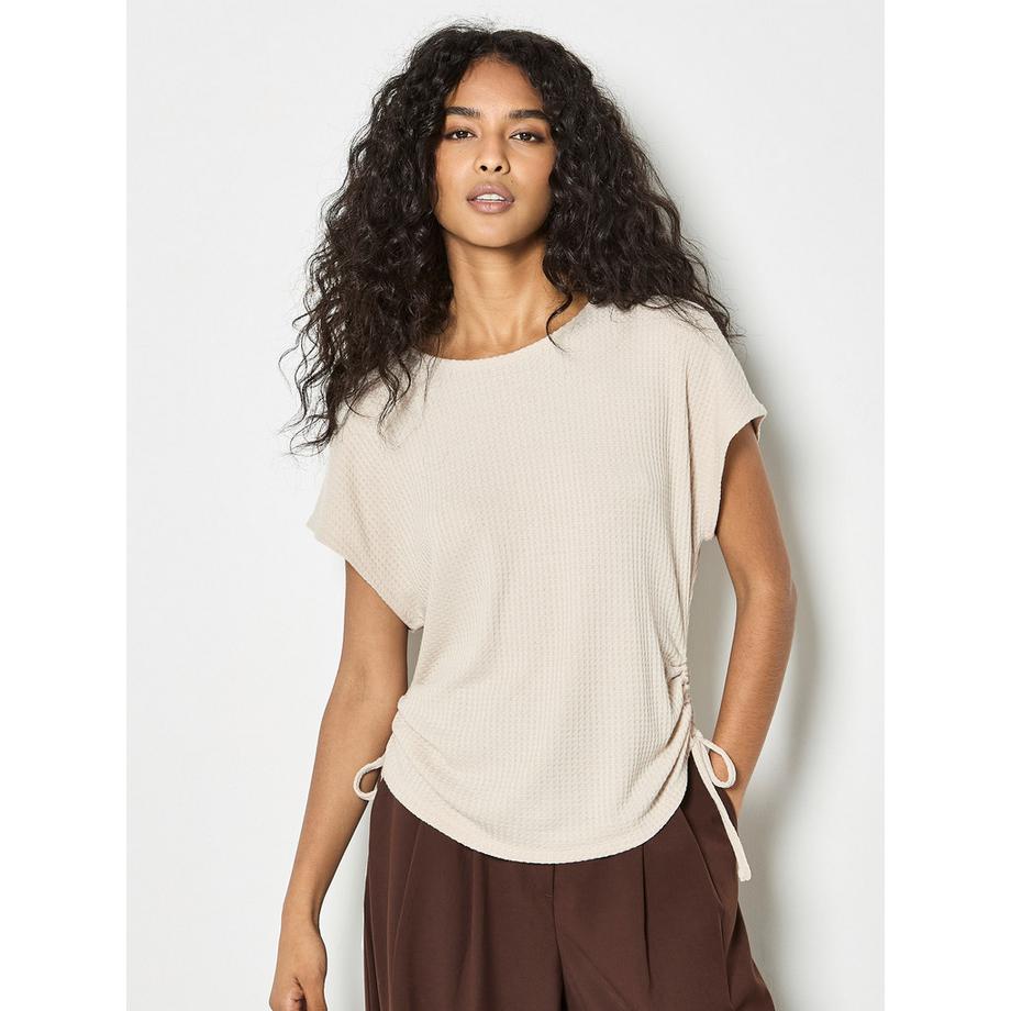 T-shirt froncé en maille gaufrée