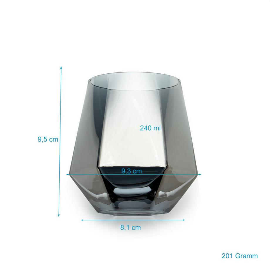 Intirilife Trinkglas im Hexagon Design (6er-Set)  