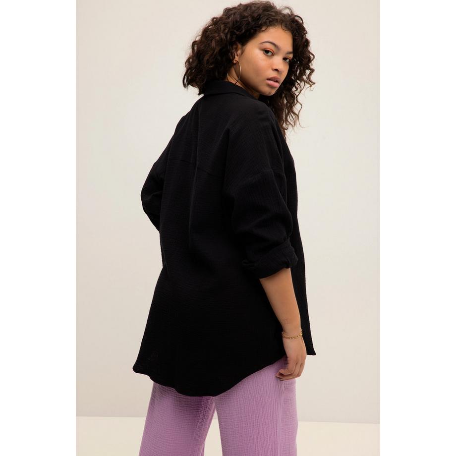Studio Untold Musselin Oversized Hemdkragen Langarm Bluse  