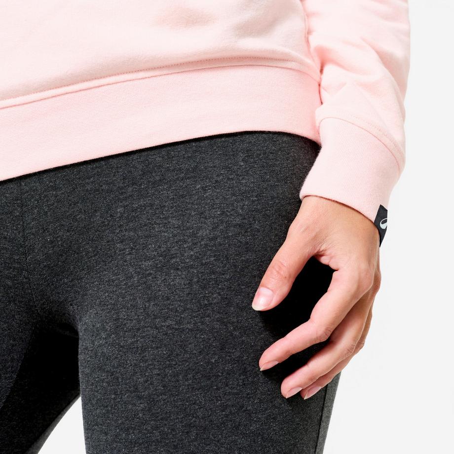 DOMYOS  Sweat de training col rond femme, rose clair 
