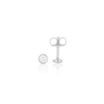 Clous d'oreilles solitaire monture or blanc 750 diamants 0.20ct. 5mm