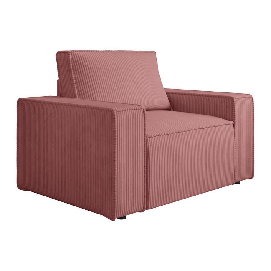 Fauteuil en velours côtelé rose AMELIA